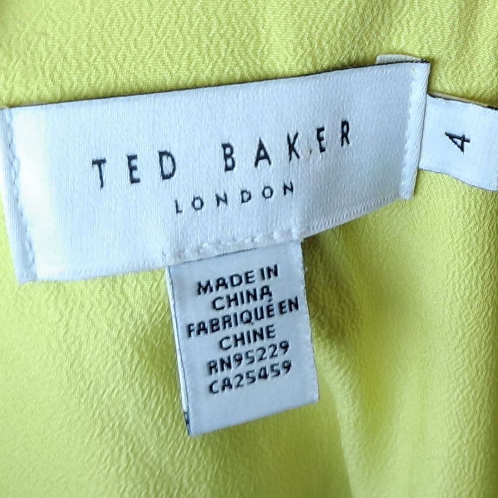 Ted Baker Puff Sleeve Floral Print Midi Tea Dress US Size 10 Ruffle Detail - Picture 8 of 10